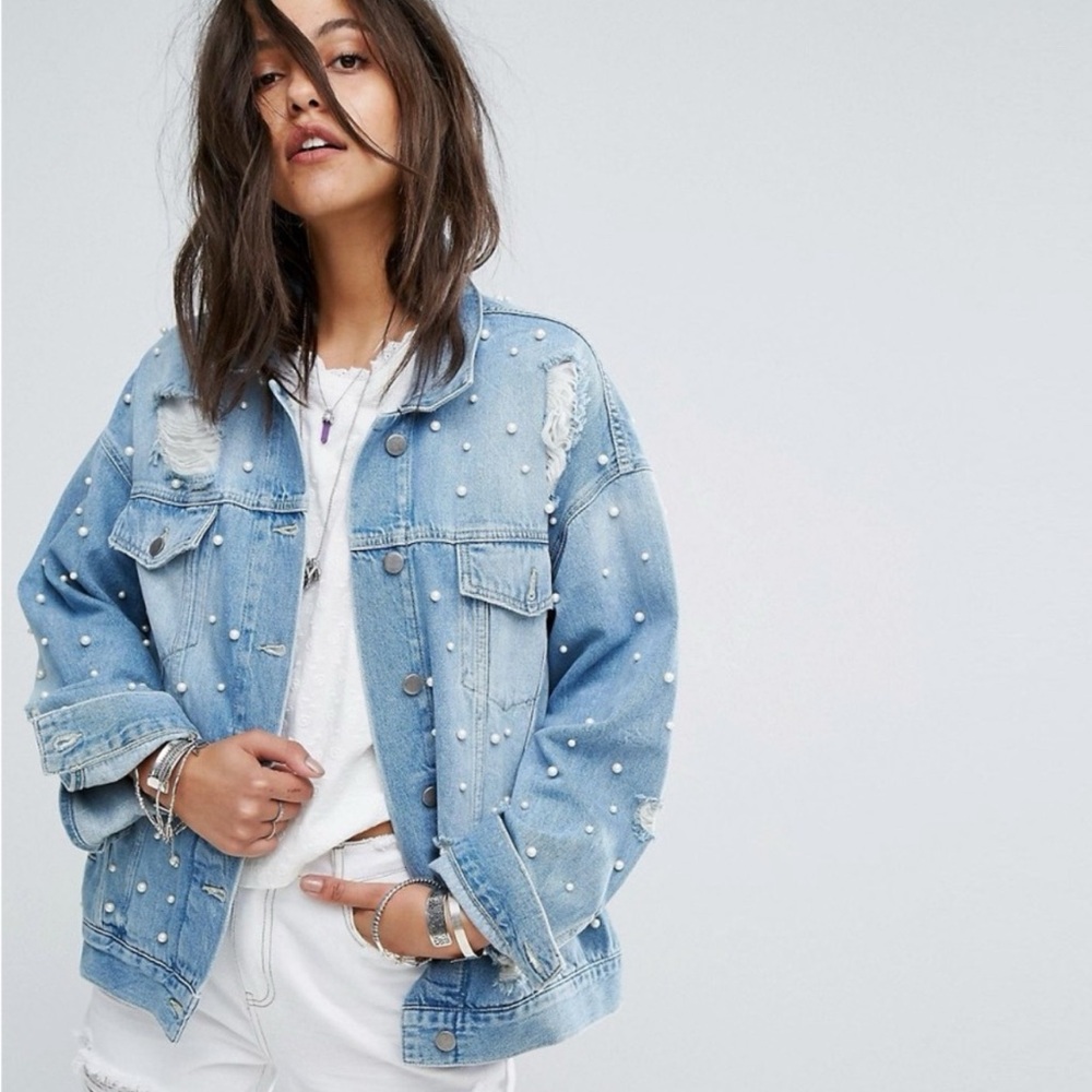 Free People Denim Distressed Jean Jacket